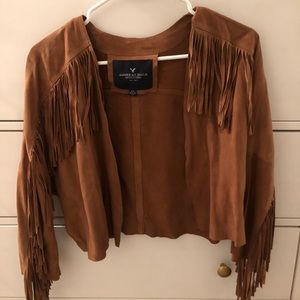 American Eagle real suede fringe jacket